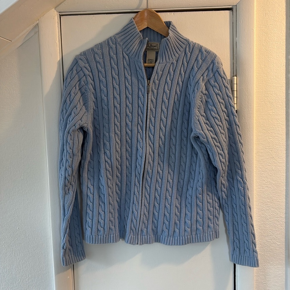 L. L. Bean womens cotton zip up cardigan sweater